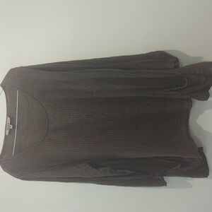 Flax Linen Chocolate Brown Long Sleeve Top